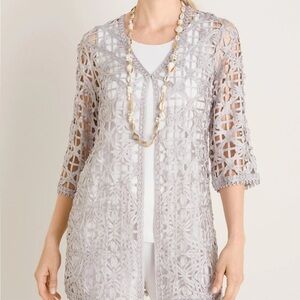 NWT Chico’s Dove Gray Travelers Soutache Jacket Size 3 (16/18)